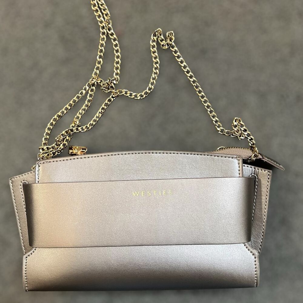 Nine West Westies Crossbody Shoulder Bag Chain Strap Gunmetal Purse Satchel New